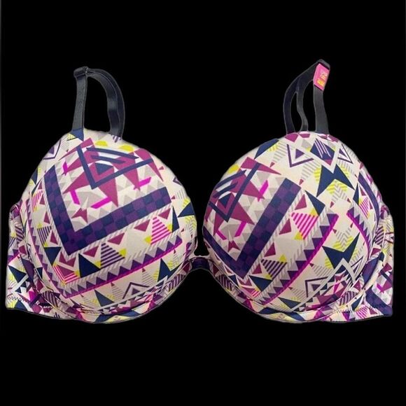 Victoria’s Secret Pink Super Push Up Bombshell padded bra multicolor 32DD - Picture 1 of 5
